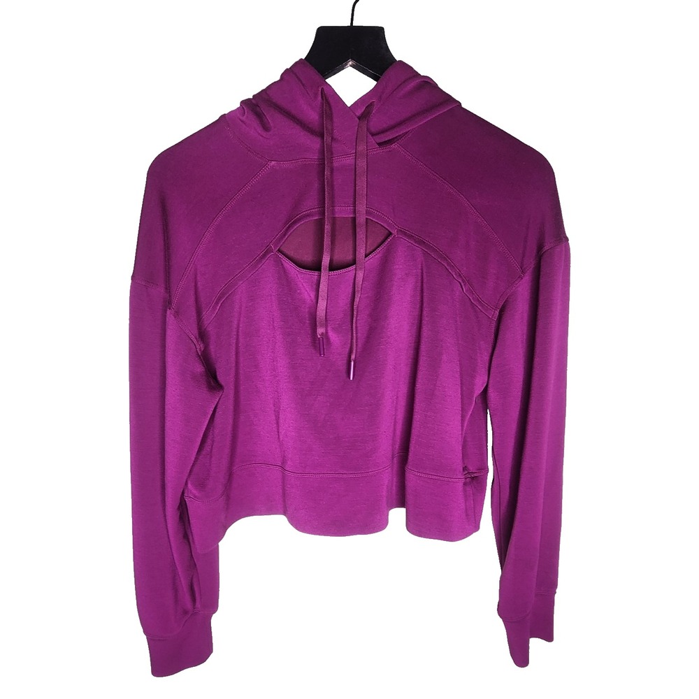 90 Degree Reflex Softlite Scuba Zoe Hood S Crop Pullover Sweatshirt‎ Magenta